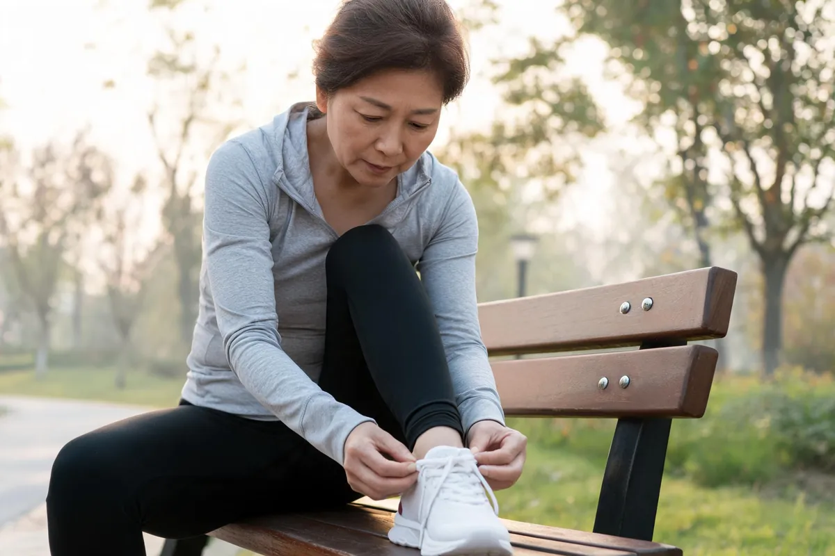 Senior doing safe, supervised low-impact exercise while managing type 2 diabetes