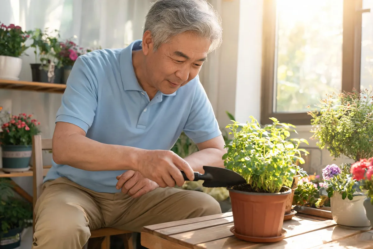 Active healthy senior couple walking outdoors together, smiling
