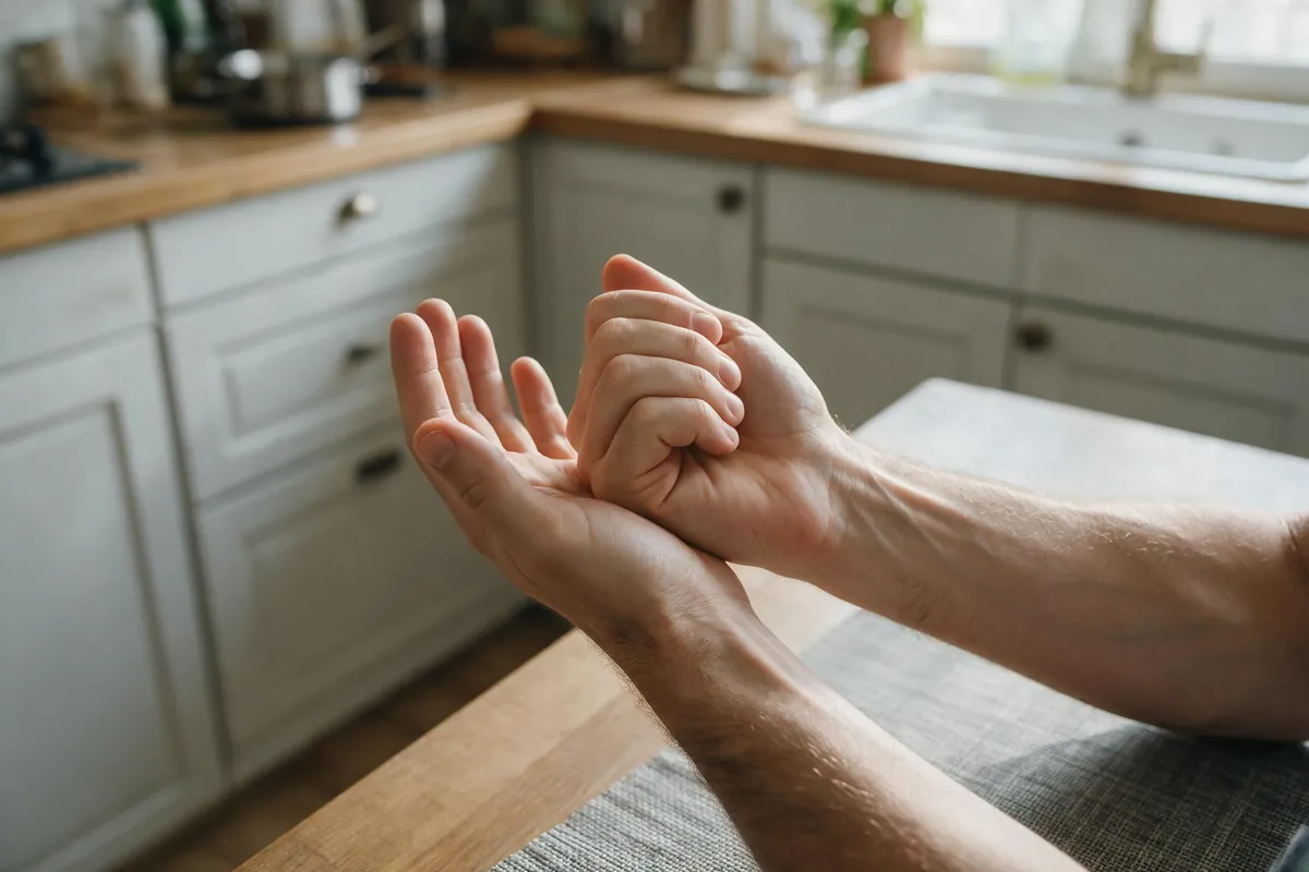 Senior stretching gently in bed before getting up to ease morning joint stiffness - supporting image