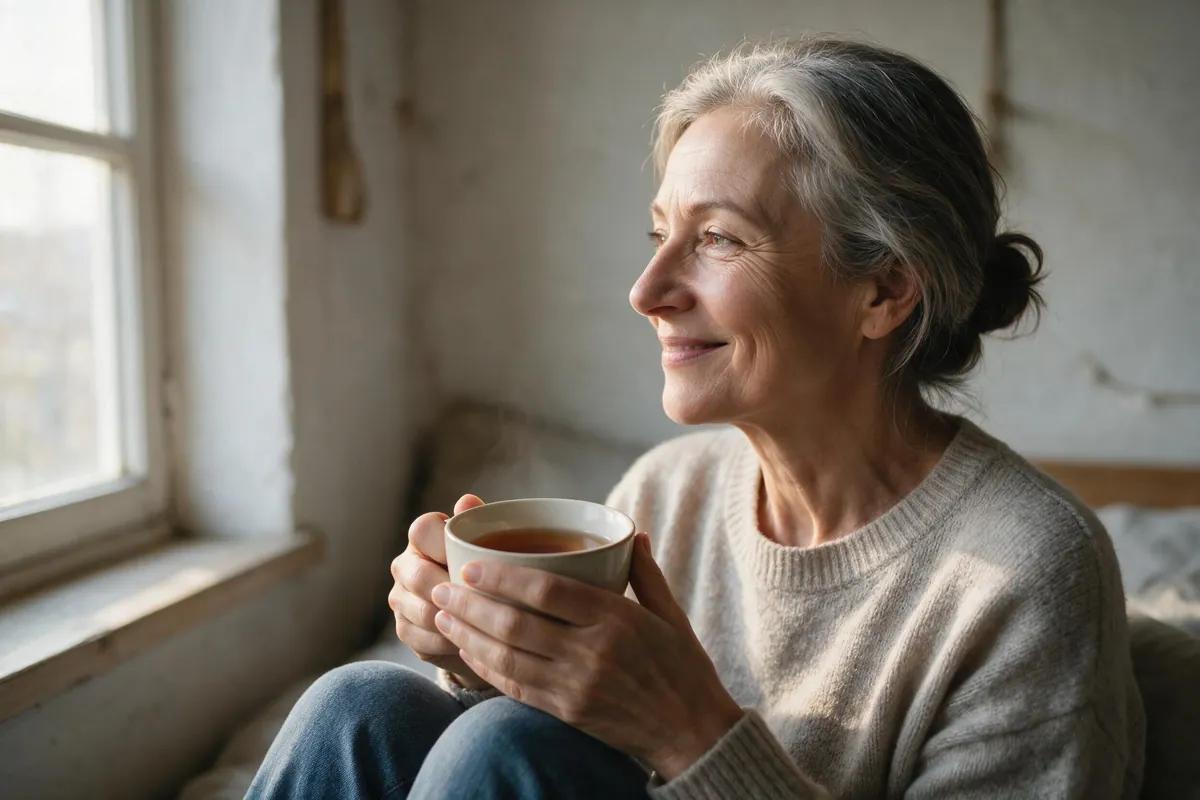 Senior stretching gently in bed before getting up to ease morning joint stiffness - summary image