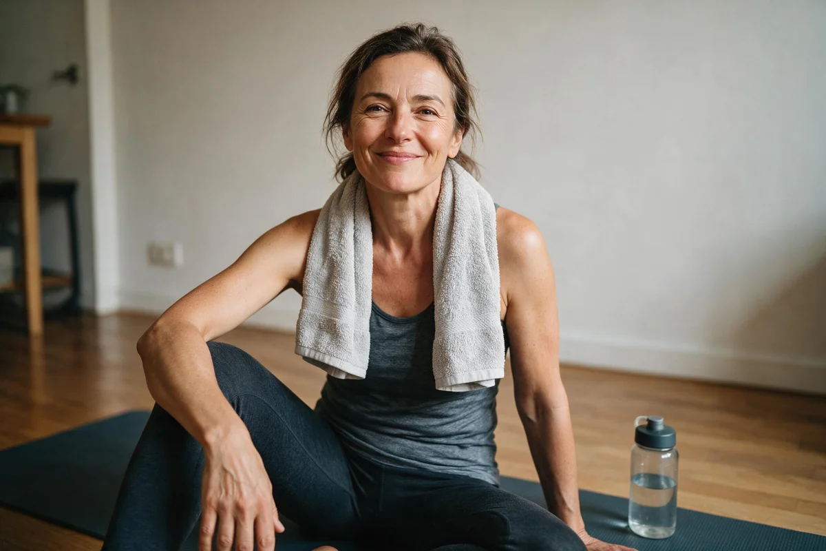 Woman over 50 feeling strong and confident after a workout