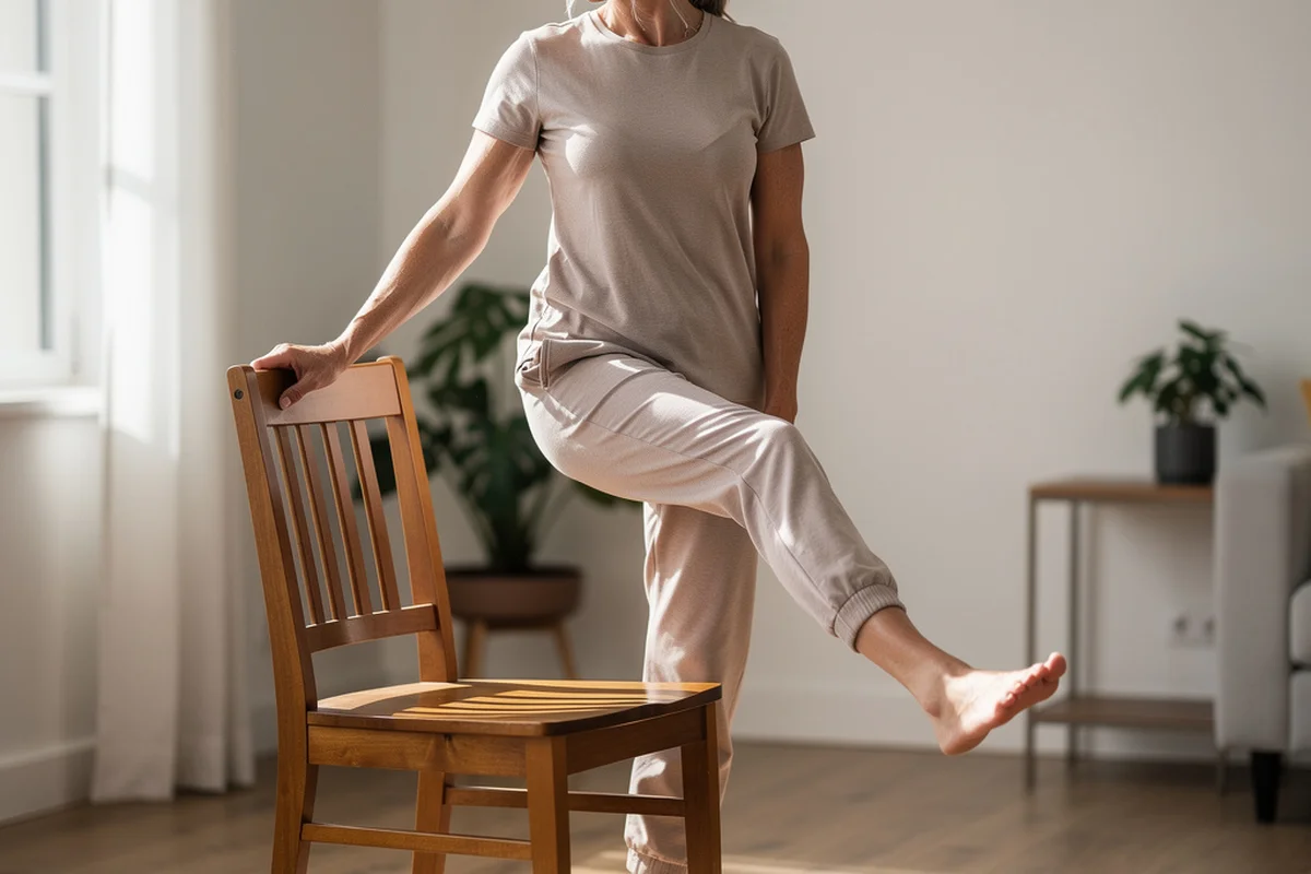 Senior practicing tai chi cloud hands movement
