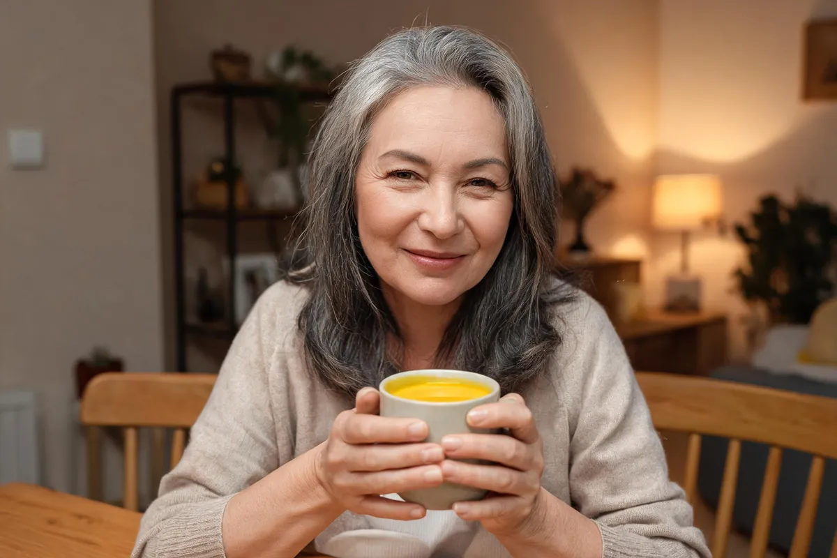 Turmeric root and powder with black pepper on a kitchen counter - summary image